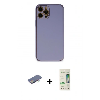 MARSİLYAN™- iPhone 12 Pro Max Kılıf Yadigar Klasik - Siyah 20D Premium Cam Ekran Koruyucu + Renkli Kamera Lens Koruma Cam - MI