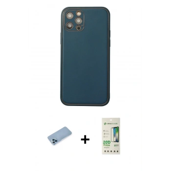 MARSİLYAN™- iPhone 12 Pro Max Kılıf Yadigar Klasik - Siyah 20D Premium Cam Ekran Koruyucu + Shine Kamera Lens Koruma Cam - MI