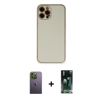 MARSİLYAN™- iPhone 12 Pro Max Kılıf Yadigar Klasik - Siyah 360 Mat Full Body Arka Koruyucu + Neon Fosforlu Kamera Lens - YL