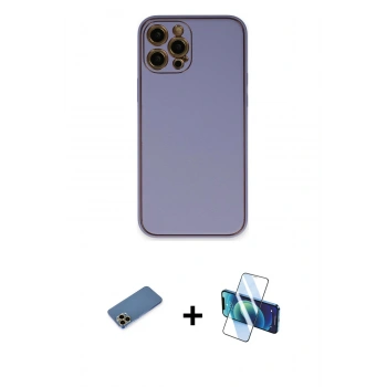 MARSİLYAN™- iPhone 12 Pro Max Kılıf Yadigar Klasik - Siyah 3D Antistatik Cam Ekran Koruyucu + Shine Kamera Lens Koruma Cam - GD