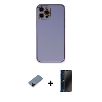 MARSİLYAN™- iPhone 12 Pro Max Kılıf Yadigar Klasik - Siyah 3D Antistatik Hayalet Cam Ekran Koruyucu + Metal Kamera Lens Koruma Cam - KI