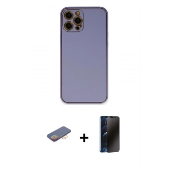 MARSİLYAN™- iPhone 12 Pro Max Kılıf Yadigar Klasik - Siyah 3D Antistatik Hayalet Cam Ekran Koruyucu + Renkli Kamera Lens Koruma Cam - TU