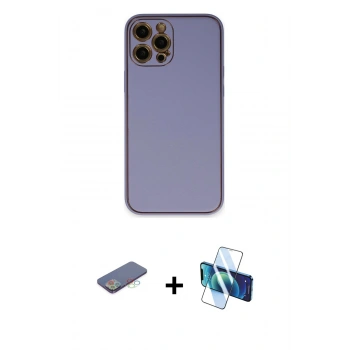 MARSİLYAN™- iPhone 12 Pro Max Kılıf Yadigar Klasik - Siyah 3D Antistatik Seramik Nano Ekran Koruyucu + Renkli Kamera Lens Koruma Cam - MI