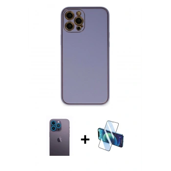 MARSİLYAN™- iPhone 12 Pro Max Kılıf Yadigar Klasik - Siyah 3D Antistatik Seramik Nano Ekran Koruyucu + Neon Fosforlu Kamera Lens - MI