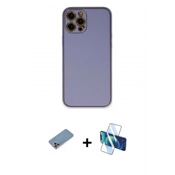 MARSİLYAN™- iPhone 12 Pro Max Kılıf Yadigar Klasik - Siyah 3D Antistatik Seramik Nano Ekran Koruyucu + Shine Kamera Lens Koruma Cam - PE