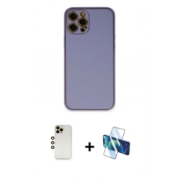 MARSİLYAN™- iPhone 12 Pro Max Kılıf Yadigar Klasik - Siyah 3D Antistatik Seramik Nano Ekran Koruyucu + Shine Kamera Lens - GD