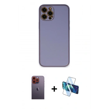 MARSİLYAN™- iPhone 12 Pro Max Kılıf Yadigar Klasik - Siyah 3D Antistatik Seramik Nano Ekran Koruyucu + Neon Fosforlu Kamera Lens - TU