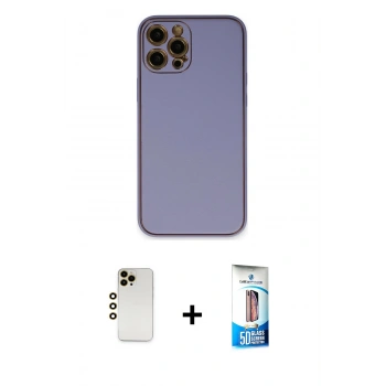 MARSİLYAN™- iPhone 12 Pro Max Kılıf Yadigar Klasik - Siyah 5D Eko Cam Ekran Koruyucu + Shine Kamera Lens - GD