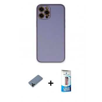 MARSİLYAN™- iPhone 12 Pro Max Kılıf Yadigar Klasik - Siyah 5D Eko Cam Ekran Koruyucu + Shine Kamera Lens Koruma Cam - SH