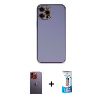 MARSİLYAN™- iPhone 12 Pro Max Kılıf Yadigar Klasik - Siyah 5D Eko Cam Ekran Koruyucu + Neon Fosforlu Kamera Lens - TU
