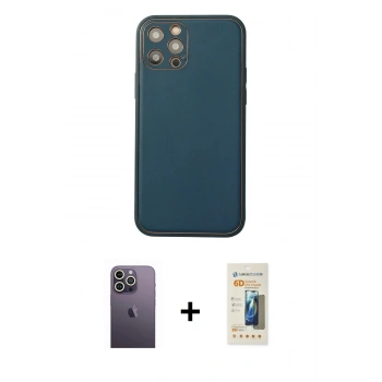 MARSİLYAN™- iPhone 12 Pro Max Kılıf Yadigar Klasik - Siyah 6D Mat Seramik Hayalet Nano Ekran Koruyucu + Neon Fosforlu Kamera Lens - BZ