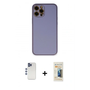 MARSİLYAN™- iPhone 12 Pro Max Kılıf Yadigar Klasik - Siyah 6D Mat Seramik Hayalet Nano Ekran Koruyucu + Shine Kamera Lens - LT