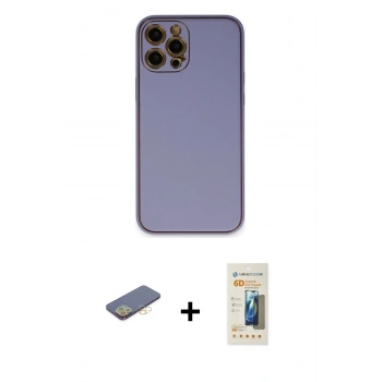 MARSİLYAN™- iPhone 12 Pro Max Kılıf Yadigar Klasik - Siyah 6D Mat Seramik Hayalet Nano Ekran Koruyucu + Renkli Kamera Lens Koruma Cam - SI