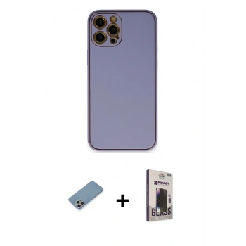 MARSİLYAN™- iPhone 12 Pro Max Kılıf Yadigar Klasik - Siyah Bilvis Hayalet Cam Ekran Koruyucu + Shine Kamera Lens Koruma Cam - GI