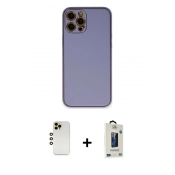 MARSİLYAN™- iPhone 12 Pro Max Kılıf Yadigar Klasik - Siyah Bilvis Hayalet Cam Ekran Koruyucu + Shine Kamera Lens - GD