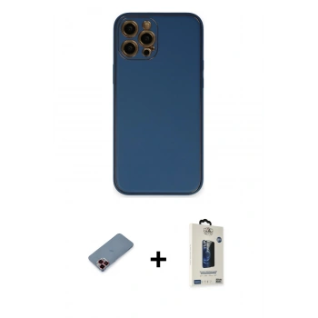 MARSİLYAN™- iPhone 12 Pro Max Kılıf Yadigar Klasik - Siyah Bilvis Hayalet Cam Ekran Koruyucu + Metal Kamera Lens Koruma Cam - KI