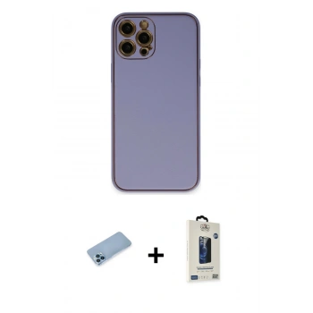 MARSİLYAN™- iPhone 12 Pro Max Kılıf Yadigar Klasik - Siyah Bilvis Hayalet Cam Ekran Koruyucu + Shine Kamera Lens Koruma Cam - MI