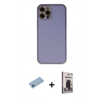 MARSİLYAN™- iPhone 12 Pro Max Kılıf Yadigar Klasik - Siyah Bilvis Hayalet Cam Ekran Koruyucu + Shine Kamera Lens Koruma Cam - MI