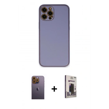 MARSİLYAN™- iPhone 12 Pro Max Kılıf Yadigar Klasik - Siyah Bilvis Hayalet Cam Ekran Koruyucu + Neon Fosforlu Kamera Lens - SI