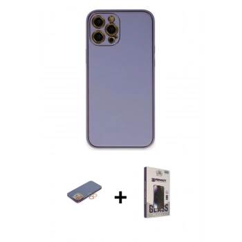 MARSİLYAN™- iPhone 12 Pro Max Kılıf Yadigar Klasik - Siyah Bilvis Hayalet Cam Ekran Koruyucu + Renkli Kamera Lens Koruma Cam - TU