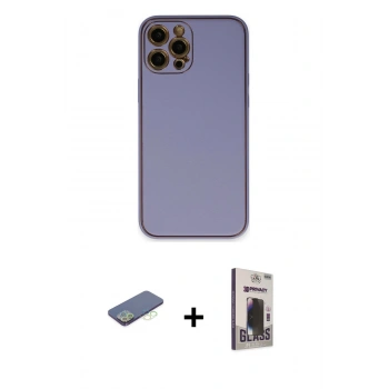 MARSİLYAN™- iPhone 12 Pro Max Kılıf Yadigar Klasik - Siyah Bilvis Hayalet Cam Ekran Koruyucu + Renkli Kamera Lens Koruma Cam - YL