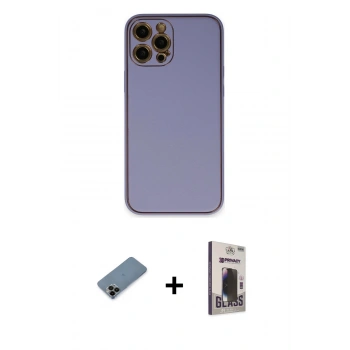 MARSİLYAN™- iPhone 12 Pro Max Kılıf Yadigar Klasik - Siyah Bilvis Hayalet Cam Ekran Koruyucu + Shine Kamera Lens Koruma Cam - SH