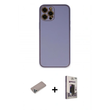 MARSİLYAN™- iPhone 12 Pro Max Kılıf Yadigar Klasik - Siyah Bilvis Hayalet Cam Ekran Koruyucu + Shine Kamera Lens Koruma Cam - SABE