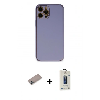 MARSİLYAN™- iPhone 12 Pro Max Kılıf Yadigar Klasik - Siyah Bilvis Hayalet Cam Ekran Koruyucu + Shine Kamera Lens Koruma Cam - SABE