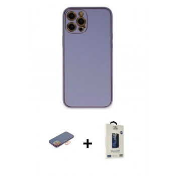 MARSİLYAN™- iPhone 12 Pro Max Kılıf Yadigar Klasik - Siyah Bilvis Hayalet Cam Ekran Koruyucu + Renkli Kamera Lens Koruma Cam - TU