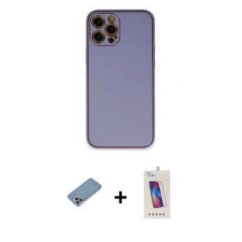MARSİLYAN™- iPhone 12 Pro Max Kılıf Yadigar Klasik - Siyah Joko 5D Cam + Shine Kamera Lens Koruma Cam - GI