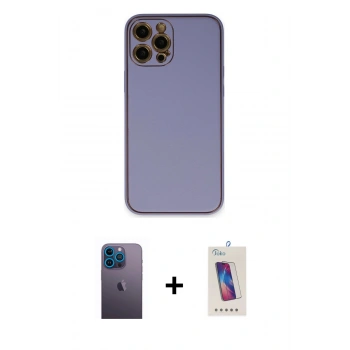MARSİLYAN™- iPhone 12 Pro Max Kılıf Yadigar Klasik - Siyah Joko 5D Cam + Neon Fosforlu Kamera Lens - MI
