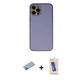 MARSİLYAN™- iPhone 12 Pro Max Kılıf Yadigar Klasik - Siyah Joko 5D Cam + Shine Kamera Lens Koruma Cam - MI
