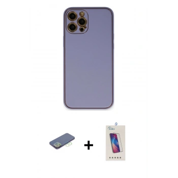 MARSİLYAN™- iPhone 12 Pro Max Kılıf Yadigar Klasik - Siyah Joko 5D Cam + Renkli Kamera Lens Koruma Cam - YL
