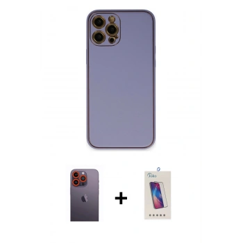 MARSİLYAN™- iPhone 12 Pro Max Kılıf Yadigar Klasik - Siyah Joko 5D Cam + Neon Fosforlu Kamera Lens - TU
