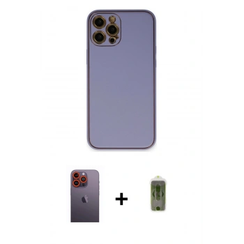 MARSİLYAN™- iPhone 12 Pro Max Kılıf Yadigar Klasik - Siyah Joko Magic 5D Hayalet Cam + Neon Fosforlu Kamera Lens - TU