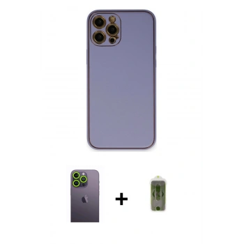 MARSİLYAN™- iPhone 12 Pro Max Kılıf Yadigar Klasik - Siyah Joko Magic 5D Hayalet Cam + Neon Fosforlu Kamera Lens - YL
