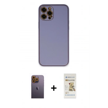 MARSİLYAN™- iPhone 12 Pro Max Kılıf Yadigar Klasik - Siyah Mat Seramik Nano Ekran Koruyucu + Neon Fosforlu Kamera Lens - SI
