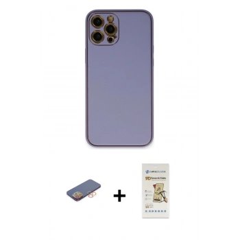 MARSİLYAN™- iPhone 12 Pro Max Kılıf Yadigar Klasik - Siyah Mat Seramik Nano Ekran Koruyucu + Renkli Kamera Lens Koruma Cam - TU