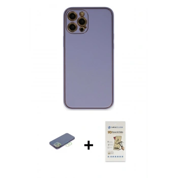 MARSİLYAN™- iPhone 12 Pro Max Kılıf Yadigar Klasik - Siyah Mat Seramik Nano Ekran Koruyucu + Renkli Kamera Lens Koruma Cam - YL