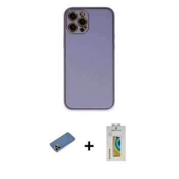 MARSİLYAN™- iPhone 12 Pro Max Kılıf Yadigar Klasik - Siyah Polymer Nano Ekran Koruyucu + Shine Kamera Lens Koruma Cam - GD