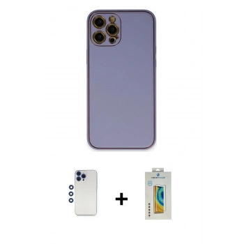 MARSİLYAN™- iPhone 12 Pro Max Kılıf Yadigar Klasik - Siyah Polymer Nano Ekran Koruyucu + Shine Kamera Lens - LT