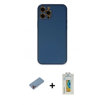 MARSİLYAN™- iPhone 12 Pro Max Kılıf Yadigar Klasik - Siyah Polymer Nano Ekran Koruyucu + Shine Kamera Lens Koruma Cam - PE
