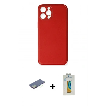 MARSİLYAN™- iPhone 12 Pro Max Kılıf Yadigar Klasik - Siyah Polymer Nano Ekran Koruyucu + Renkli Kamera Lens Koruma Cam - YL