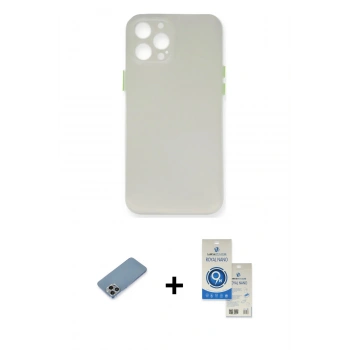 MARSİLYAN™- iPhone 12 Pro Max Kılıf Yadigar Yansıma Serisi - Şeffaf Royal Nano Ekran Koruyucu + Shine Kamera Lens Koruma Cam - GI