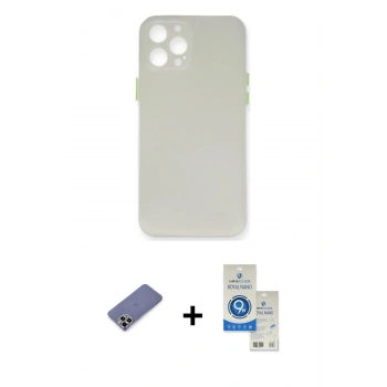 MARSİLYAN™- iPhone 12 Pro Max Kılıf Yadigar Yansıma Serisi - Şeffaf Royal Nano Ekran Koruyucu + Metal Kamera Lens Koruma Cam - GD
