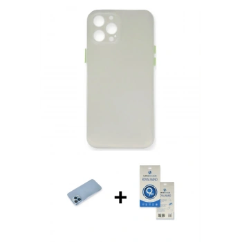 MARSİLYAN™- iPhone 12 Pro Max Kılıf Yadigar Yansıma Serisi - Şeffaf Royal Nano Ekran Koruyucu + Shine Kamera Lens Koruma Cam - MI