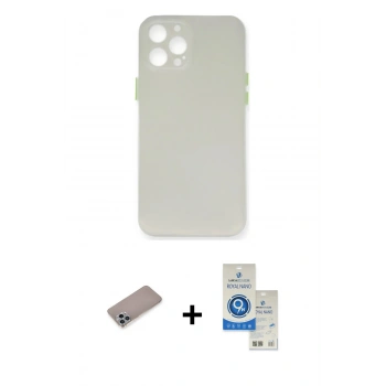 MARSİLYAN™- iPhone 12 Pro Max Kılıf Yadigar Yansıma Serisi - Şeffaf Royal Nano Ekran Koruyucu + Shine Kamera Lens Koruma Cam - SABE