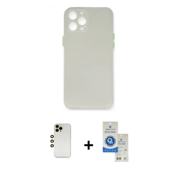 MARSİLYAN™- iPhone 12 Pro Max Kılıf Yadigar Yansıma Serisi - Şeffaf Royal Nano Ekran Koruyucu + Shine Kamera Lens - GD