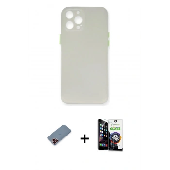 MARSİLYAN™- iPhone 12 Pro Max Kılıf Yadigar Yansıma Serisi - Şeffaf Temperli Cam Ekran Koruyucu + Metal Kamera Lens Koruma Cam - KI