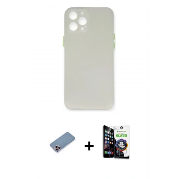 MARSİLYAN™- iPhone 12 Pro Max Kılıf Yadigar Yansıma Serisi - Şeffaf Temperli Cam Ekran Koruyucu + Shine Kamera Lens Koruma Cam - PE
